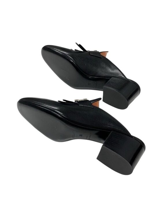 Hermes Cheilly Loafer Leather Shoes Black Silver Hhardware  display picture 3